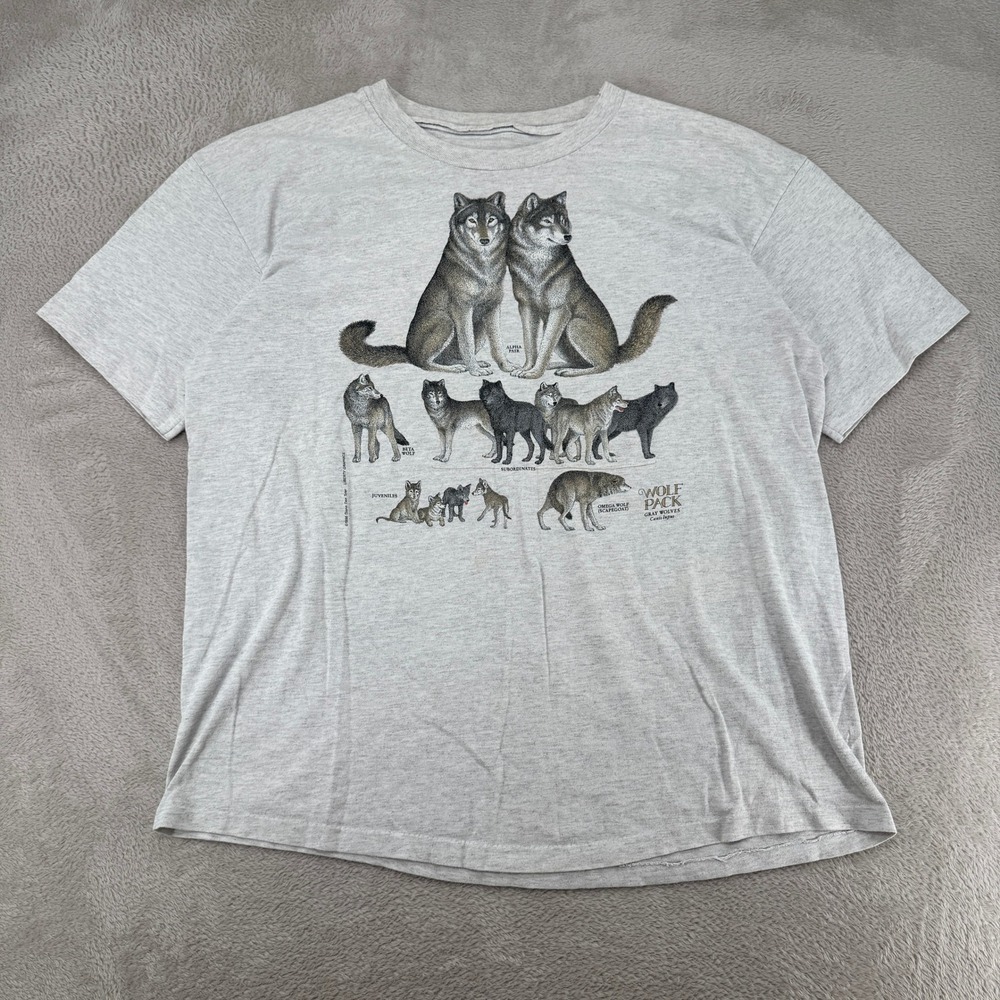 Vintage Liberty Graphics Mens XL Gray Wolf Pack T-Shirt Preowned Nature 1996